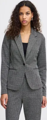 Produktbild von Ichi IHKATE JACQUARD Damen Blazer Jackenklazer mit Reverskragen Paspeltaschen V-Ausschnitt 1-Knopf-Form leicht elastisch Slim fit