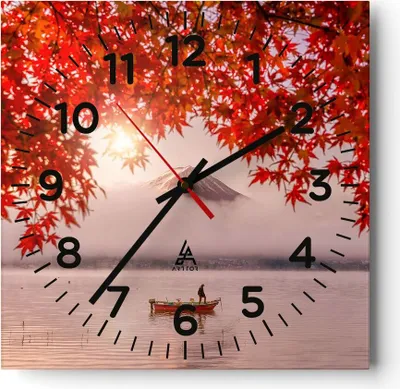 Produktbild von Wanduhr - Quadrat - Glasuhr - Vulkan See - 30x30cm - Schleichendes Uhrwerk - Lautlos - zum Aufhängen bereit - Dekoration Modern - Wanddekoration aus Glas - C4AC30x30-4107