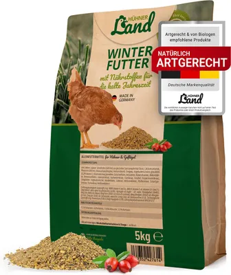 Produktbild von HÜHNER Land Hühnerfutter – Winterfutter für Hühner 5kg I Hühner Winterkorn, Hühnerfutter Ohne Gentechnik und Zusätze, Alleinfutter winterfit, für Immunsystem & Stoffwechsel