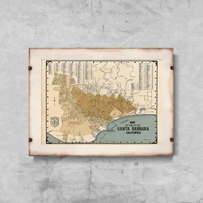 Produktbild von Poster - Canvas - Leinwand - 59,4 cm x 42 cm - Alte Karte von Santa Barbara