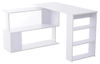 Obrázek produktu pro Psací stůl, ve tvaru L, snadná montáž, bílý