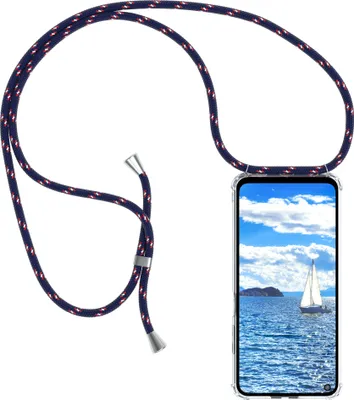 Produktbild von EAZY CASE Handykette kompatibel mit Xiaomi Redmi Note 9T, Handyhülle mit Umhängeband, Handykordel, Schutzhülle Clear, Band in Blau