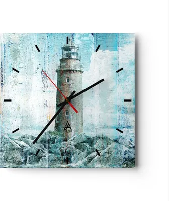 Produktbild von Wanduhr - Quadrat - Glasuhr - laterne rock - 40x40cm - Schleichendes Uhrwerk - Lautlos - zum Aufhängen bereit - Dekoration Modern - Wanddekoration aus Glas - C3AC40x40-3897