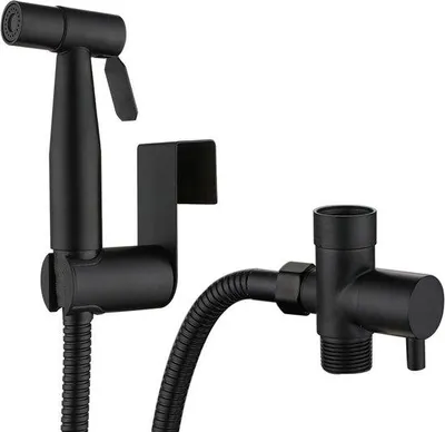 Immagine prodotto di Set di doccetta per WC, completo, nero, igiene personale, soffione, nero