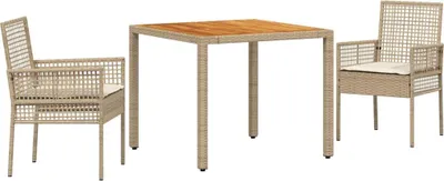 Imagen del producto de Conjunto de Comedor de Jardín 3 pcs Beige ratán sintético