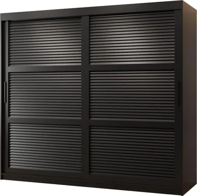 Produktbild von MEBLE KRYSPOL ŻALUZJA Zwei Türiger Schrank - 200x200x62cm - Schwarz, Schwarz, Schwarz