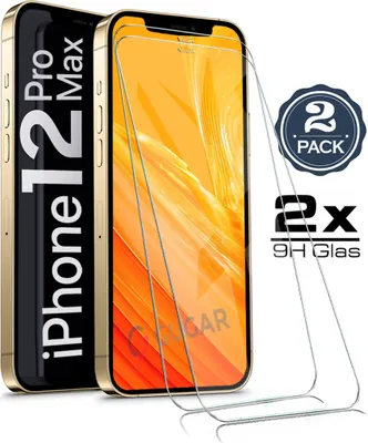 Produktbild von 2X iPhone 12 PRO MAX (6.7") Panzerglas Glasfolie Display Schutz Folie Glas 9H Hart Echt Glas Displayschutzfolie 2 Stück