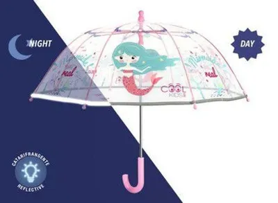 Produktbild von Glow in the Dark Kinderschirm Cool Kids MERMAID transparent, 42/8, manuell