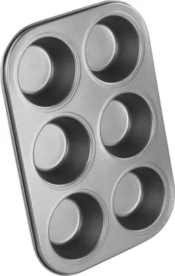 Produktbild von Kuchenform, 6 große Löcher, antistick Kuchencupform, grau