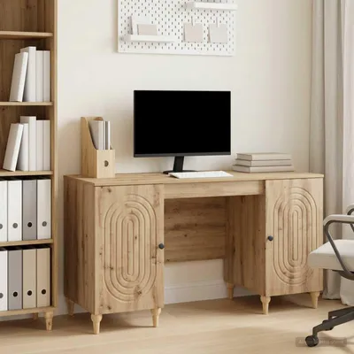 Image de Maison Exclusive - Bureau en bois d'ingénierie « Artisan » (chêne) 142,5 x 50 x 75 cm
