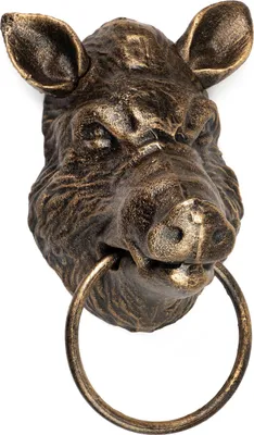Produktbild von Rustikaler Handtuchhalter aus Gusseisen im Wildschwein-Design – Antike Wandhalterung für Bad, Küche oder Flur – Dekorativ, Vintage-Look, robust, 1,8 kg schwer