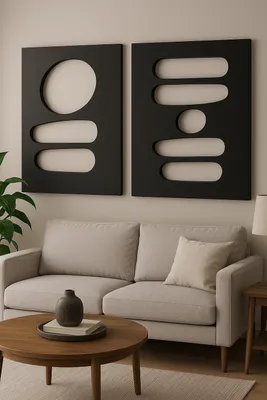Image de Wallity, Hhloyma00002 - 50 x 70, tableau décoratif en MDF (2 pièces), noir, MDF, 50 x 70 cm