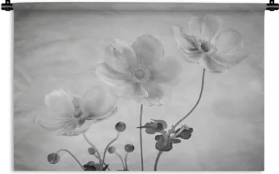 Produktbild von MuchoWow® Wandteppich Wandbehang Stilleben - Schwarz und Weiß - Blumen 120x80 cm Tapisserie Dekoration Wandtuch - Wanddekorationen - Wandtücher