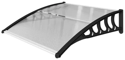 Zdjęcie produktu dla Wodoodporny, przezroczysty daszek do drzwi i okien, wykonany z aluminium i poliwęglanu, wymiary: 103 x 96,5 x 27 cm, kolor: czarny
