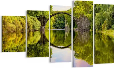 Produktbild von Bild auf Leinwand - Leinwandbild - Park Natur Wasser - 100x60cm - Wand Bild - Wanddeko - Wandbilder - Leinwanddruck - Bilder - Kunstdruck - Wanddekoration - Leinwand bilder - Wandkunst - EG100x60-3902