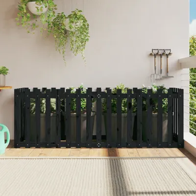 Productafbeelding van Maison Exclusive - Verhoogde plantenbak met lattenstructuur, zwart, 200x50x70 cm, massief grenenhout