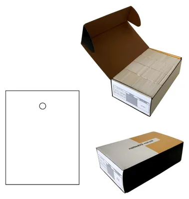 Produktbild von Kartonetiketten 35x45mm Weiß einzeln geschnitten – 5.000 Etiketten aus stabilem 250 g/m² Verbundkarton – Preisetiketten mit 3mm Lochung zur Waren- & Preisauszeichnung