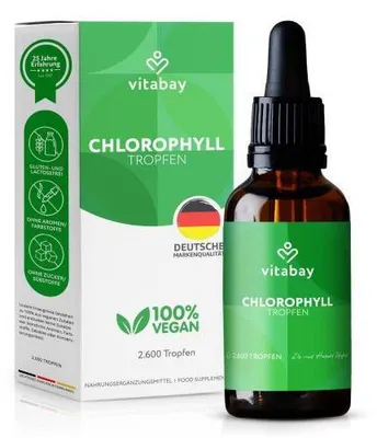 Produktbild von Chlorophyll aus Alfalfa und Chlorella vegan Tropf. 100 ml