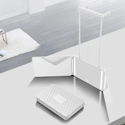 Produktbild von Kosmetikspiegel, 360 Grad Spiegel, Rasierspiegel mit Beleuchtung, Wandmontagespiegel, 3 Lichtfarben Dimmbar, Haken, Faltbarer, Wiederaufladbar