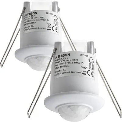 Produktbild von 2x Bewegungssensor Unterputz 360° Einbau Decken Montage Infrarot Sensor SEBSON