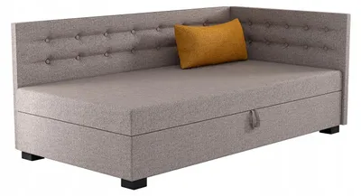 Produktbild von TAPCZANY24 - Boxspringbett Olaf+ 93x198x42 cm mit Taschenfederkern Matratze, Bett mit Matratze, Polsterbett mit Bettkasten, Gepolstertes Einzel Bett, Schlafsofa - Biskuitbeige