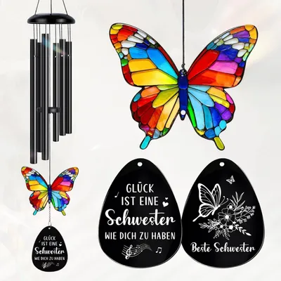 Produktbild von Windspiel Geschenk für Schwester Geburtstag Weihnachten Garten & Zuhause mit Spruch