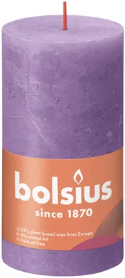 Produktbild von Bolsius - Rustik Stumpenkerzen - Lila - 4 Stück - 13 x 7 cm - Dekorative Haushal