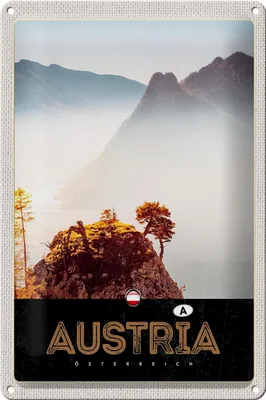 Produktbild von Blechschild Reise 20x30cm Österreich Natur Gebirge Wald Urlaub