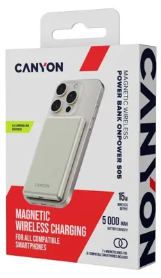 Produktbild von CANYON Powerbank OnPower 505 slim Magsafe 5000 mAh PD20W Beige