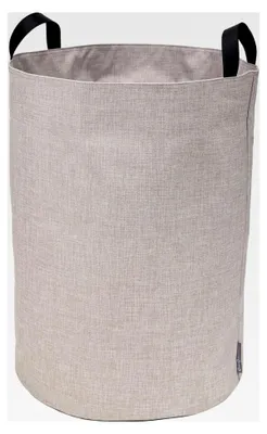 Produktbild von BIGSO Aufbewahrungskorb für Kleidung, Spielzeug usw. – freistehender Korb mit 2 Griffen – großer Wäschesammler aus Polyester und Karton in Leinenoptik – beige