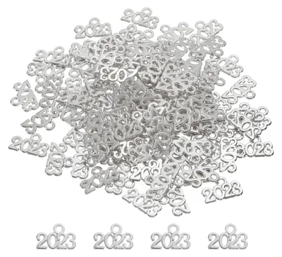50 Stück 2023 Jahres-Anhänger, silberne Quaste, DIY-Schmuck