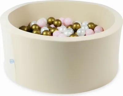 Produktbild von Trockenpool 90x40 beige mit 300 Bällen: Perlmutt, Hellrosa, Altgold