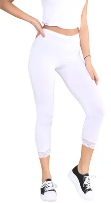 Imagen del producto de STAR FASHION: Pantalones capri de mujer, leggings con encaje, elásticos, suaves, ideales para yoga