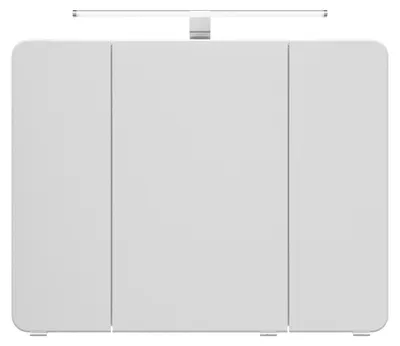 Produktbild von Pelipal Spiegelschrank Serie 4005 992.819002 Korpus Weiß Hochglanz Select - LED-Aufsatzleuchte, 3 Drehtüren mit Facette, 6 Glaseinlegeböden- B: 900 H: 703 T: 170