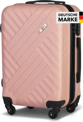 Produktbild von Xonic Design Reisekoffer mit Rollen 360° - ABS Hartschalen-Koffer Trolley mit Zahlenschloss in Handgepäck M-L-XL-Set (Pastell Rosa, M)
