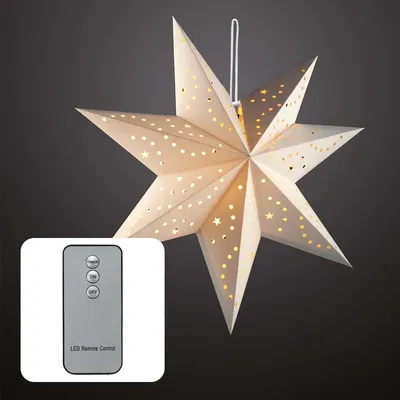 Produktbild von Papier Stern LED weiß 60 cm Weihnachten Deko Faltstern Beleuchtung Adventsstern