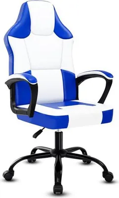 Produktbild von AIORBER Gaming Stuhl, Kunstleder, atmungsaktiv, höhenverstellbar, mit 360° Drehrädern, Bürostuhl, Drehstuhl, für Erwachsene & Teenager, 65x65x115cm,Blau