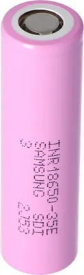 Produktbild von Samsung INR18650-35E 3,6 Volt Akku 3500mAh 18,55x65,25mm flacher Pluspol auswählbar mit oder ohne Lötfahnen ohne Lötfahne