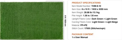 Immagine prodotto di Tappeto erboso in plastica, dimensioni 6x10 piedi, materiale durevole PP + PE, 6x10ft 1 pezzo