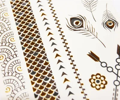 Produktbild von Temporäre Tattoos - Pfeile und Federn - Schwarz - Vergoldung