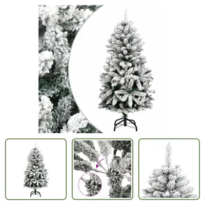 Image de The Living Store Sapin de Noël artificiel pliable enneigé 150 cm