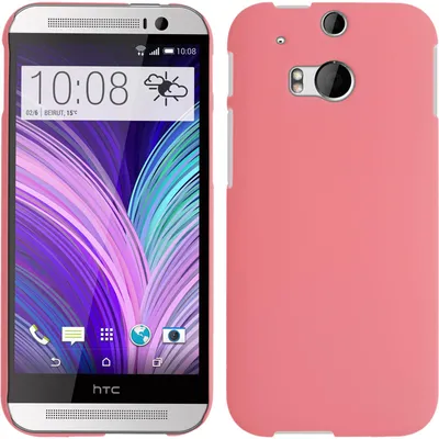 Produktbild von PhoneNatic Case kompatibel mit HTC One M8 - Hülle rosa gummiert Hard-case + 2 Schutzfolien
