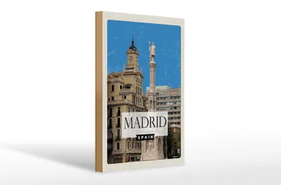 Produktbild von Holzschild Reise 20x30cm Madrid Spanien Panorama