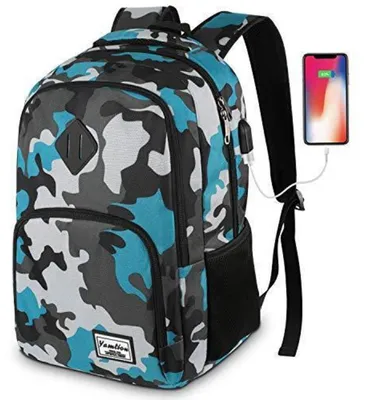 Produktbild von Rucksack mit USB-Ladeanschluss für Herren 15.6" Camouflageblau