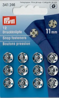 Produktbild von Prym 13412460, Nähdruckknopf, Metall, Silber, 1,1 cm, 12 Stück(e), Sichtverpackung