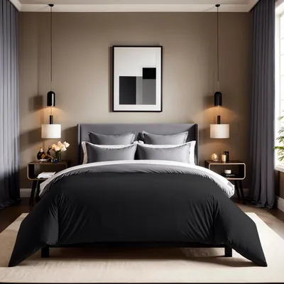 Produktbild von L'Essentiel Linge de Maison, Tonne Grise- 91, Ranforce Einzelbettbezug (DE), 100 % BAUMWOLLE RANFORCE, Schwarz,  135 x 200 cm