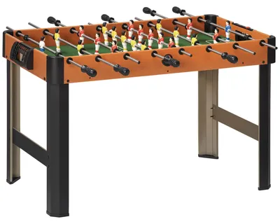 Produktbild von Tischkicker Tischfußball-Set, Kickertisch für Kinder & Erwachsene, MDF Stahl, Braun | 118 x 104 x 69 cm | 10+1 Spieler | Punkteanzeige