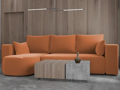 Produktbild von 4ALL HOME Ecksofa mit Schlaffunktion Tivo 246x145 cm - Couch - Sofa mit Bettkasten - Eckcouch - L-Form - Schlaffsofa - Schlafsofa mit Bettkasten - Universal Velo 627 Kupfer