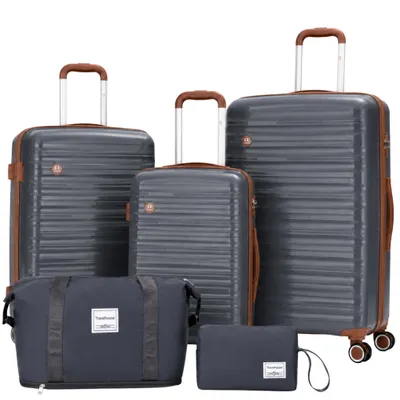Immagine prodotto di Set di valigie Ascona, 5 pezzi, valigia con ruote, valigia rigida, borsa da viaggio e borsa da toilette, set di valigie a mano - grigio