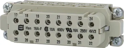 Produktbild von HARTING Han 16A Buchseneinsatz (F) Schraubanschluss, 16-polig+PE 250V, 16A - 1 Stück